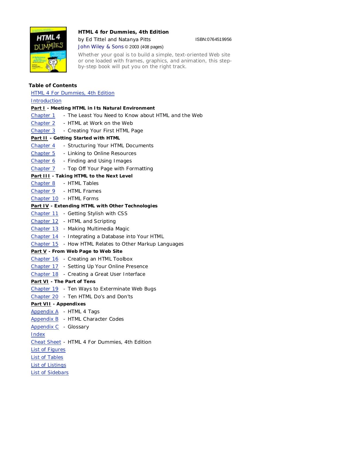 HTML 4 for Dummies, 4th Edition by Ed Tittel and Natanya Pitts