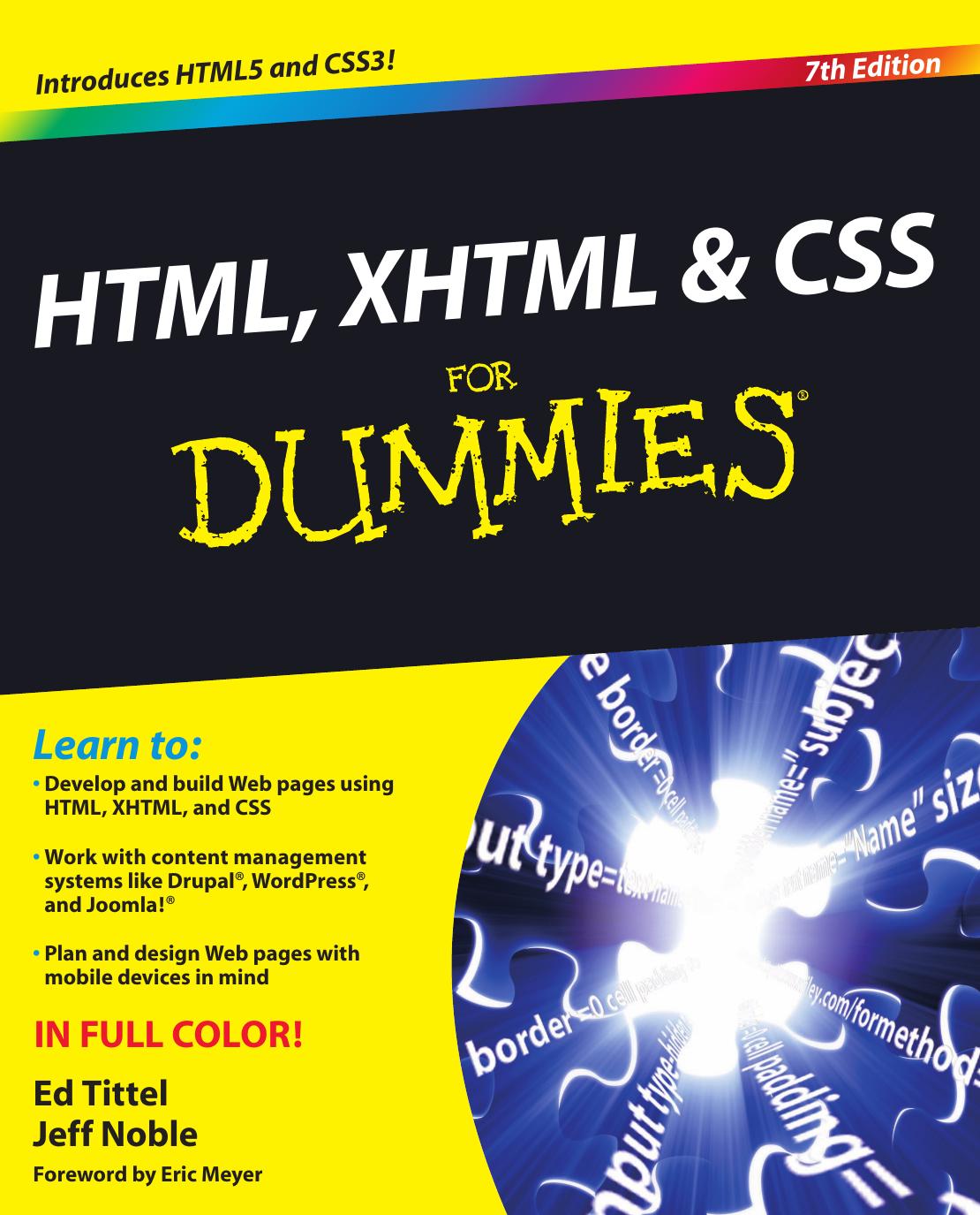 HTML, XHTML and CSS For Dummies by Ed Tittel Jeff Noble
