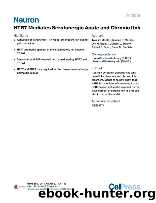 HTR7 Mediates Serotonergic Acute and Chronic Itch by unknow