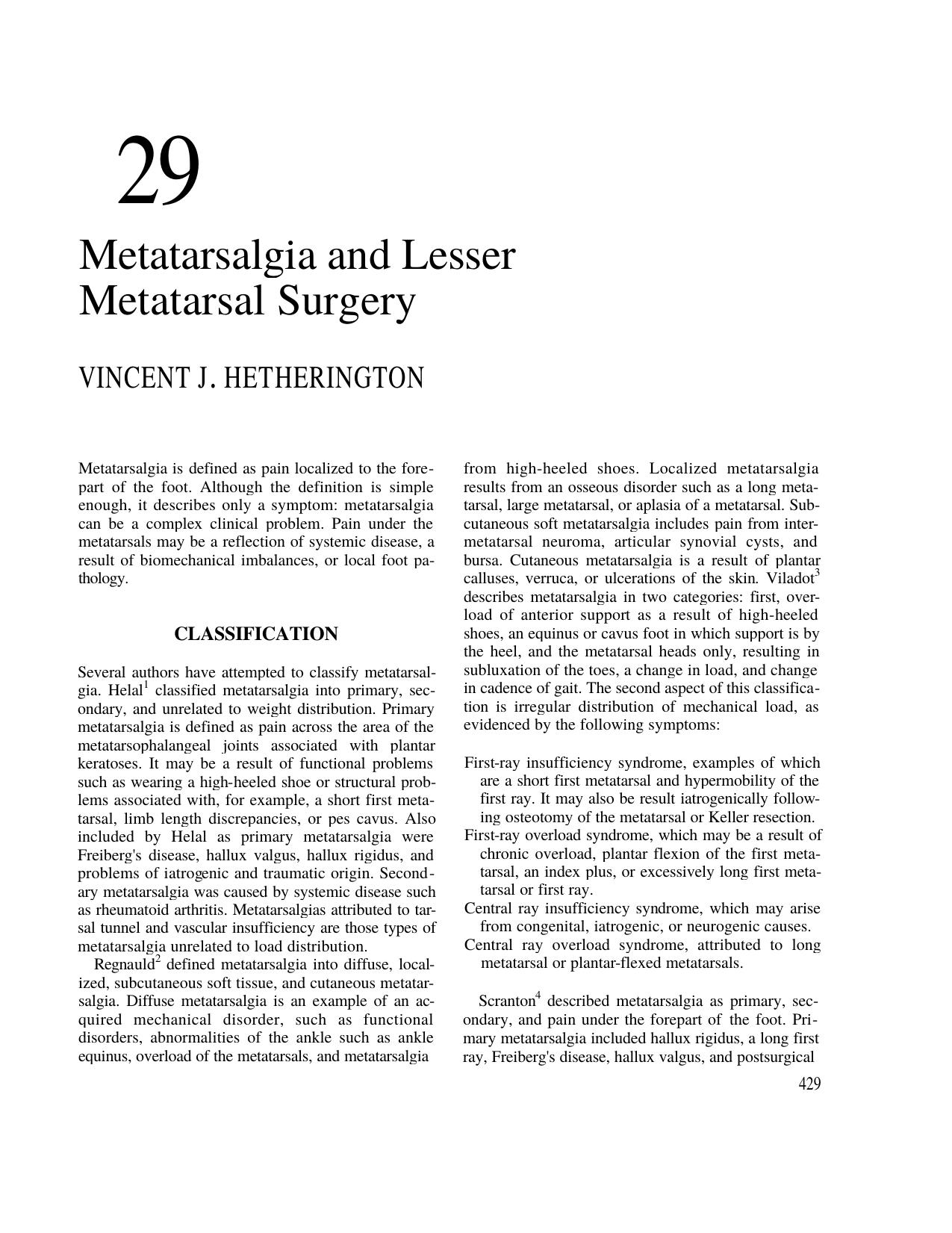 HV chapter 29-Metatarsalgia and Lesser Metatarsal Surgery.â¦ by mdeetz