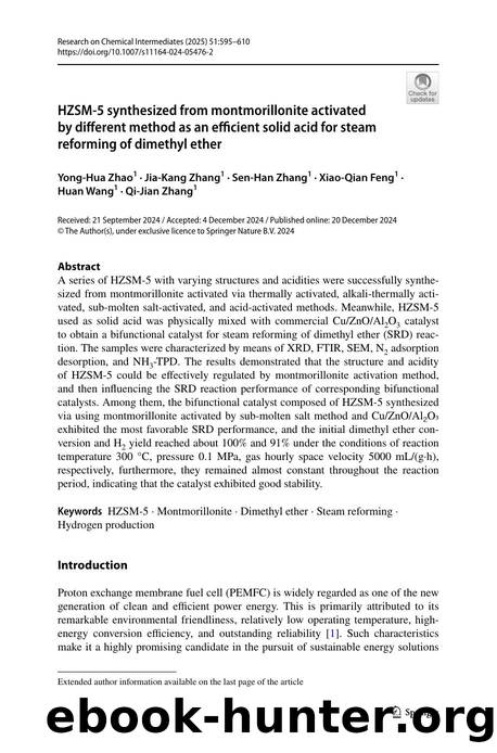 HZSM-5 synthesized from montmorillonite activated by different method as an efficient solid acid for steam reforming of dimethyl ether by Yong-Hua Zhao & Jia-Kang Zhang & Sen-Han Zhang & Xiao-Qian Feng & Huan Wang & Qi-Jian Zhang