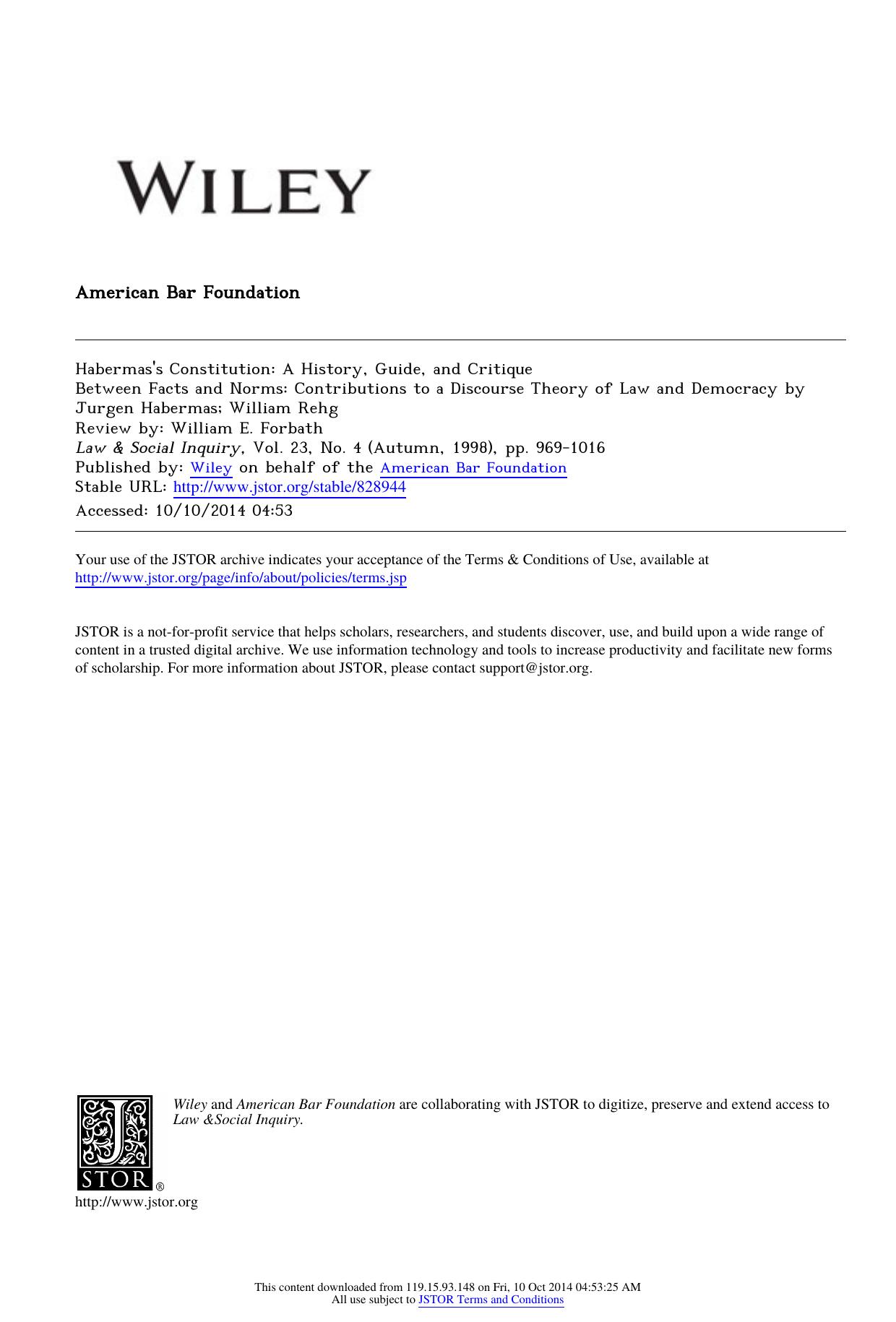 Habermas's Constitution: A History, Guide, and Critique by unknow