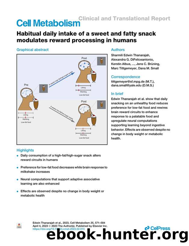 Habitual daily intake of a sweet and fatty snack modulates reward processing in humans by unknow