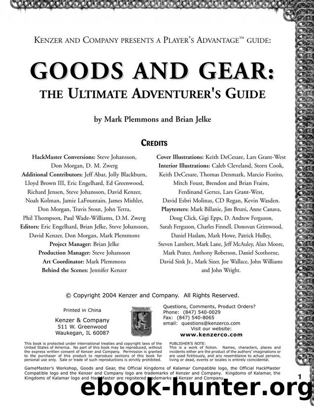 HackMaster 4e Goods and Gear, The Ultimate Adventurer's Guide by Unknown
