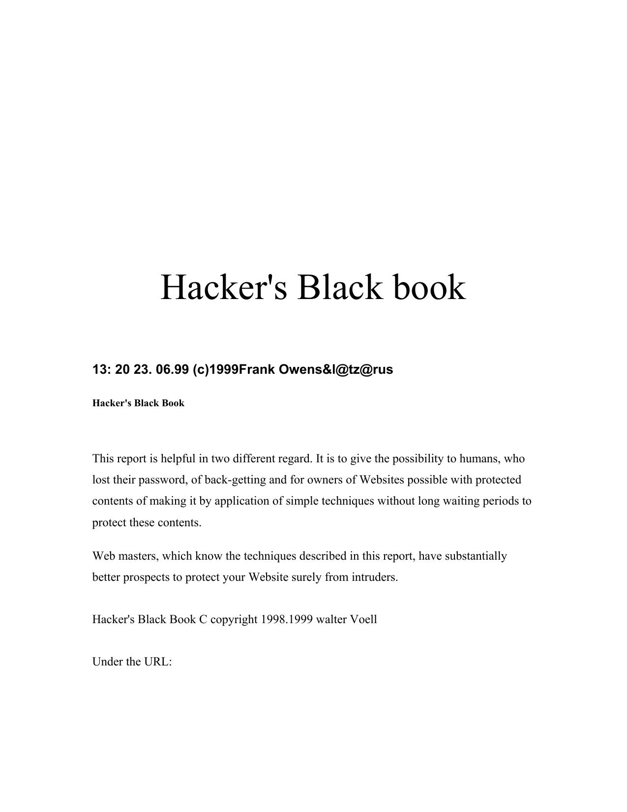 Hacker's Black book by zozo