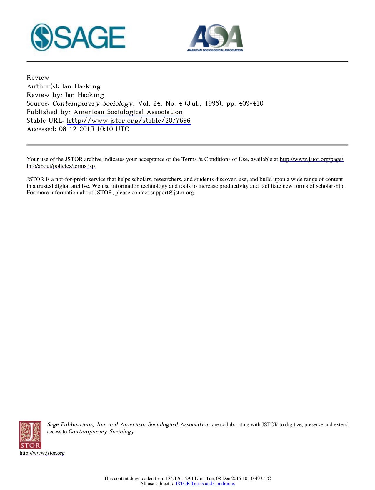 Hacking, Ian by A Social History of Truth