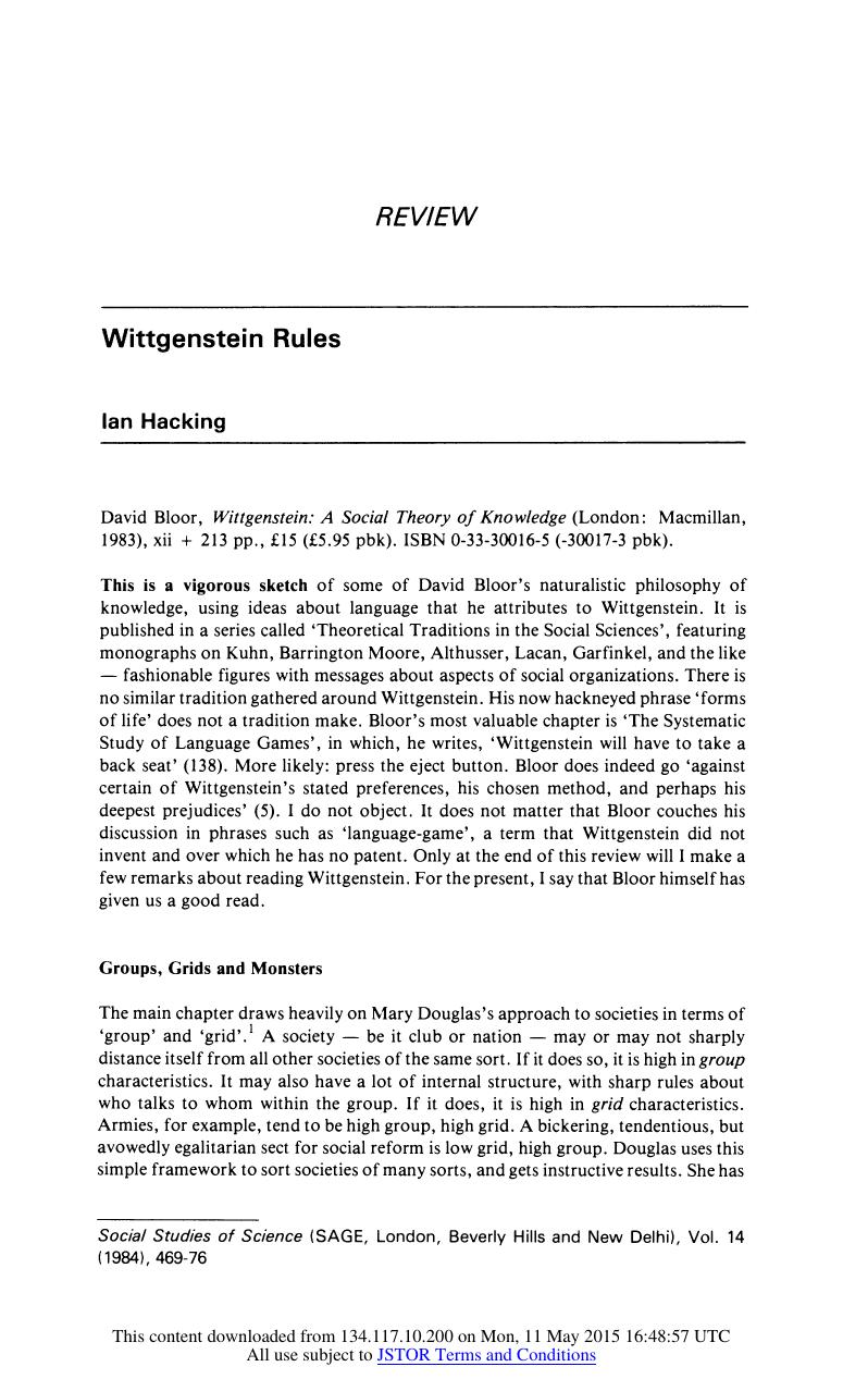 Hacking, Ian by Wittgenstein Rules