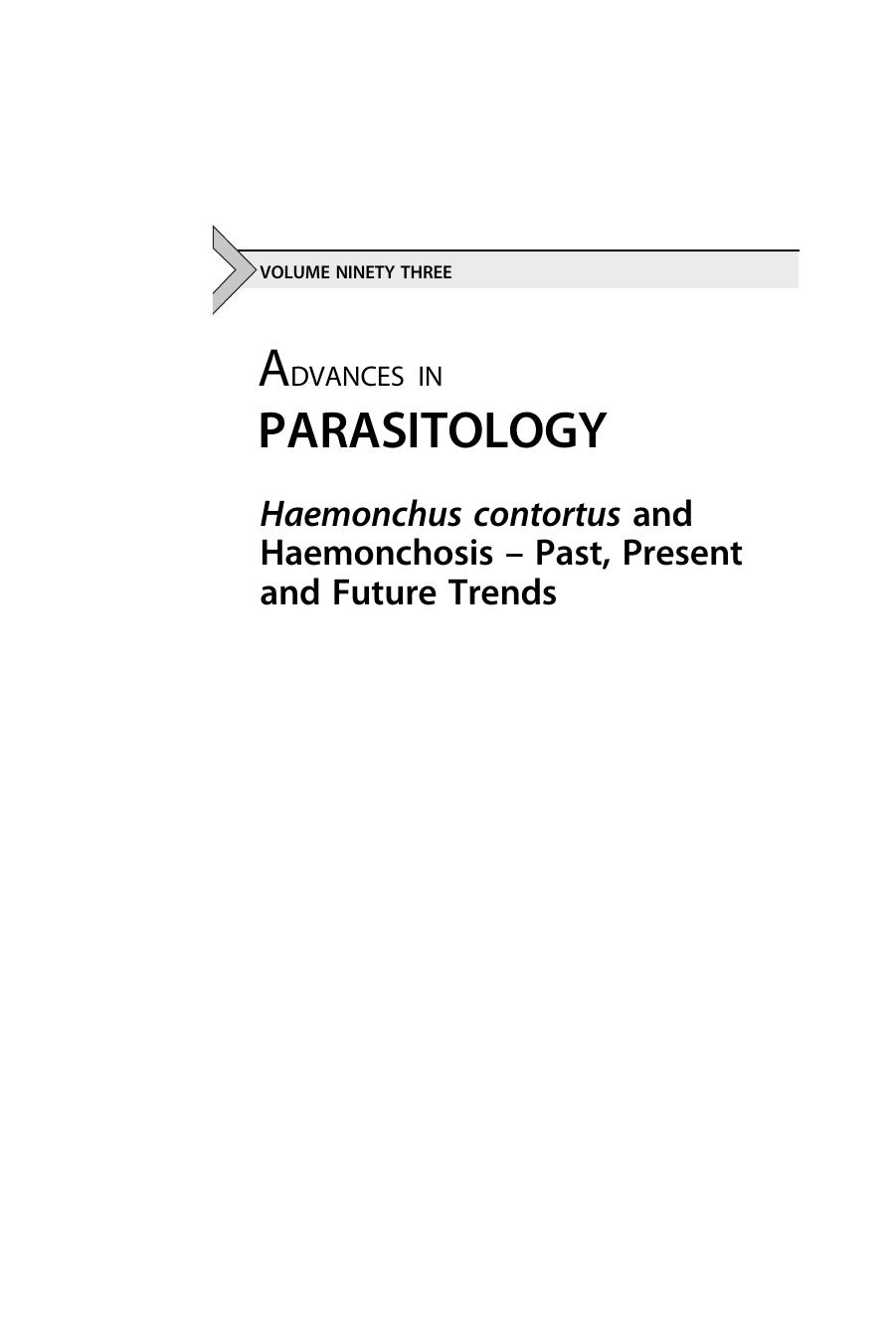 Haemonchus contortus and Haemonchosis â Past, Present and Future Trends by Robin B. Gasser and Georg Von Samson-Himmelstjerna (Eds.)