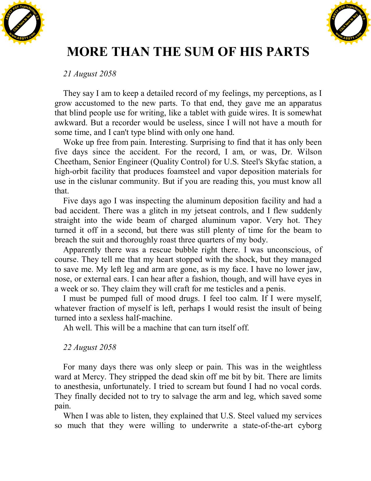 Haldeman, Joe - More than the sum of his parts by Haldeman Joe