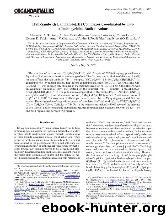 Half-Sandwich Lanthanide(III) Complexes Coordinated by Two -Iminopyridine Radical Anions by Unknown