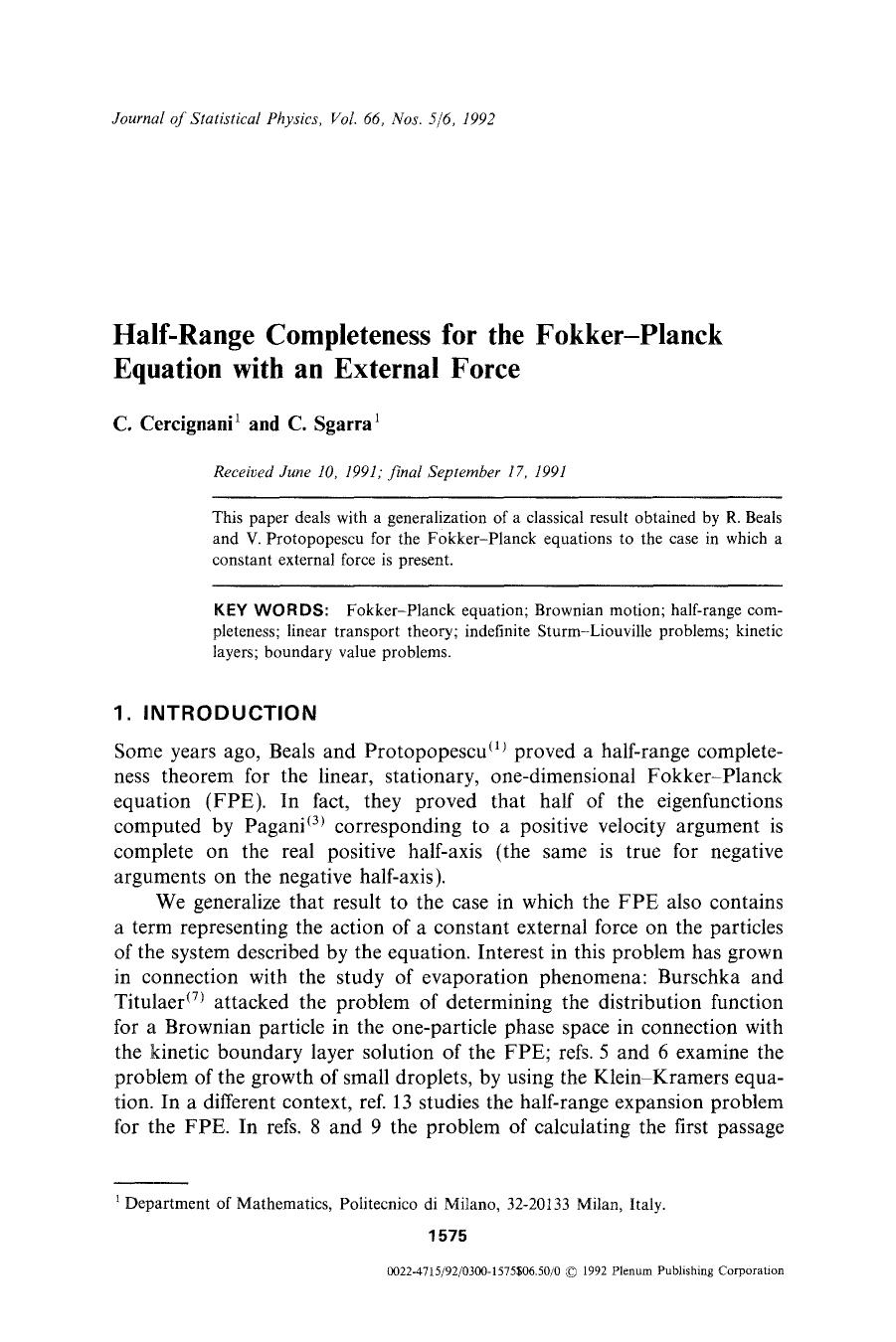 Half-range completeness for the Fokker-Planck equation with an external force by Unknown