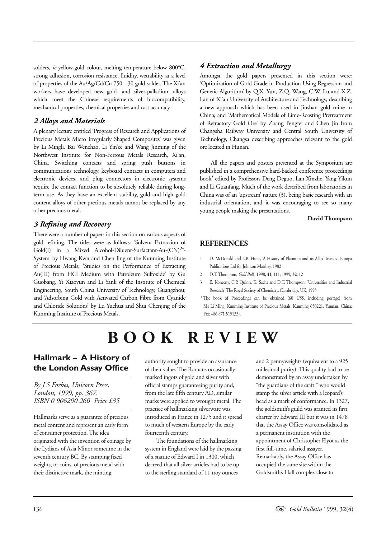 Hallmark &#x2014; A History of the London Assay Office by Unknown