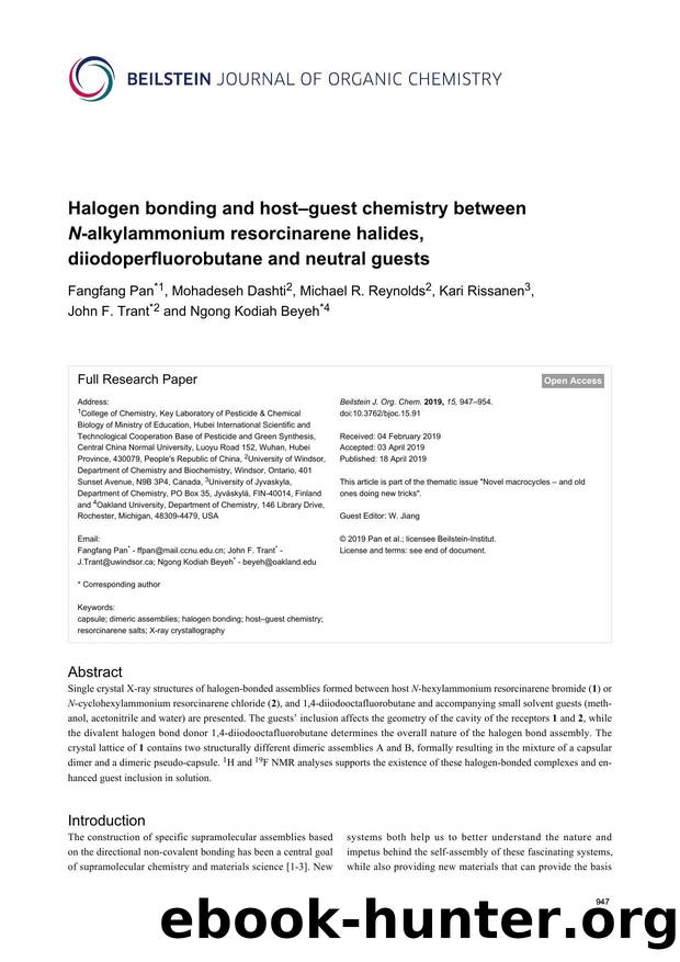 Halogen bonding and hostâguest chemistry between N-alkylammonium resorcinarene halides, diiodoperfluorobutane and neutral guests by unknow