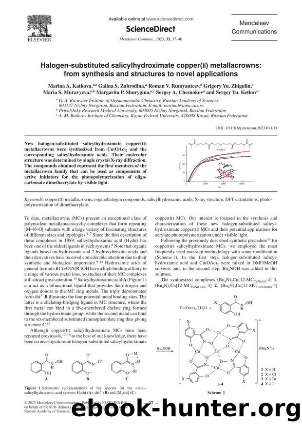 Halogen-substituted salicylhydroximate copper(II) metallacrowns: from synthesis and structures to novel applications by unknow