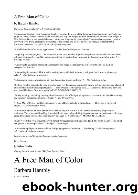 Hambly, Barbara - Benjamin January 01 - A Free man of Color by Hambly Barbara