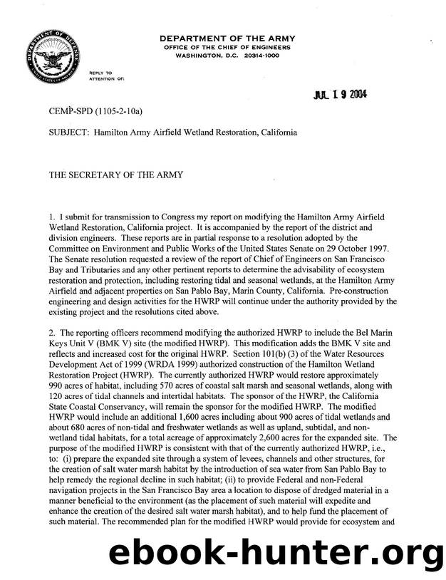 Hamilton Army Airfield wetland restoration, California by Department of the Army