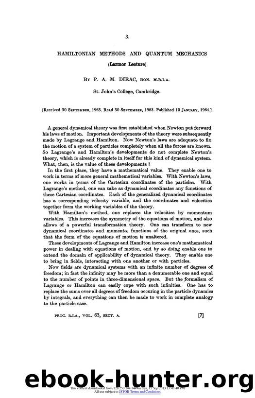 Hamiltonian Methods and Quantum Mechanics by Hamiltonian Methods & Quantum Mechanics (1964)