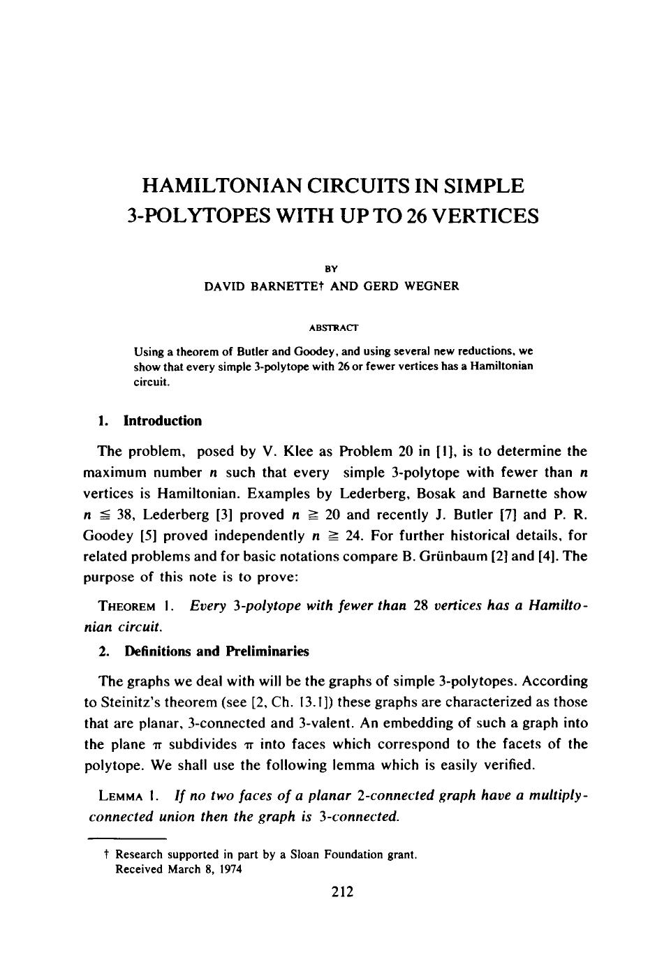 Hamiltonian circuits in simple 3-polytopes with up to 26 vertices by Unknown