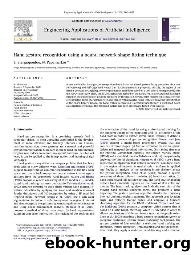Hand gesture recognition using a neural network shape fitting technique by E. Stergiopoulou; N. Papamarkos