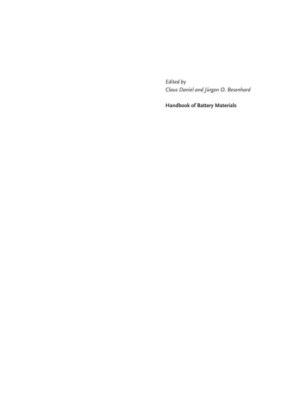 Handbook of Battery Materials, 2nd Edition by Unknown