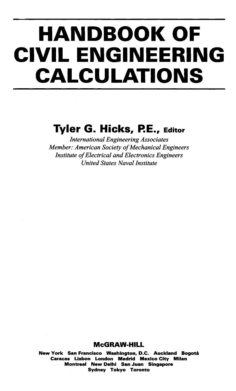 Handbook of Civil Engineering Calculations - by Unknown