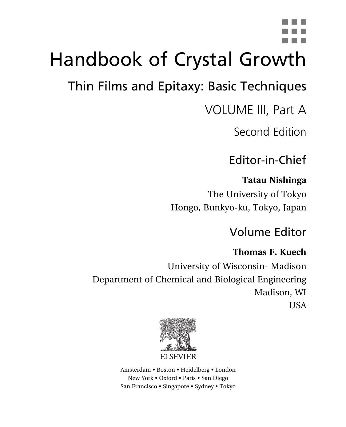 Handbook of Crystal Growth, Second Edition: Thin Films and Epitaxy by Tom Kuech