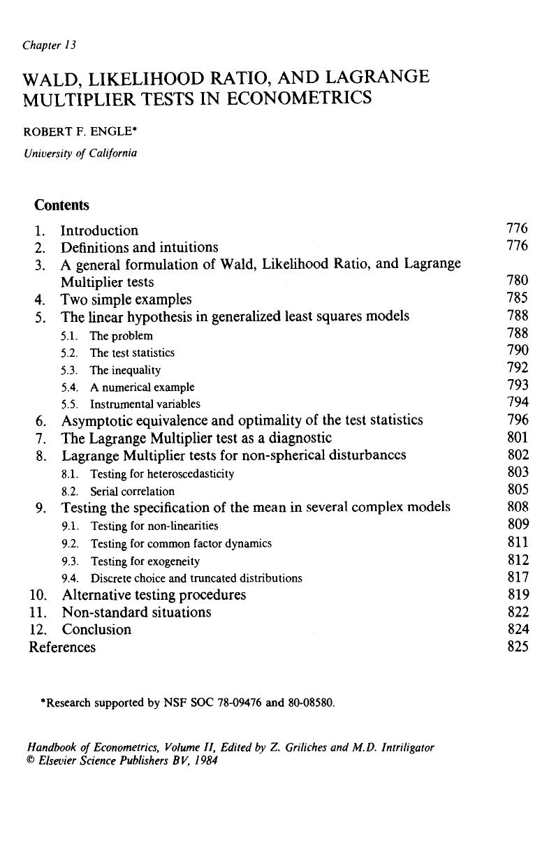 Handbook of Econometrics Volume 2 (Handbook of Econometrics) by Z. Griliches (Editor) M.D. Intriligator (Editor)