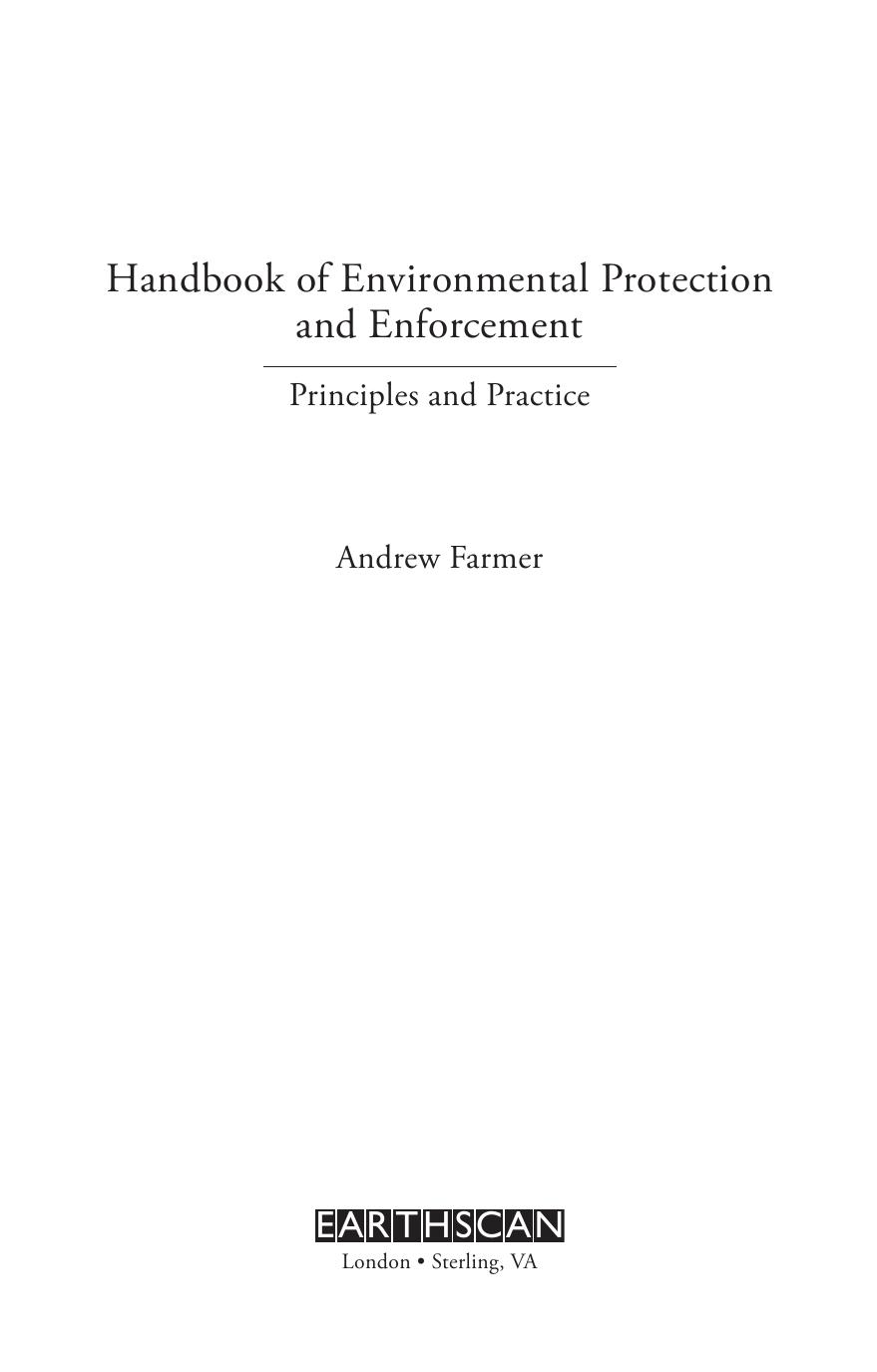 Handbook of Environmental Protection and Enforcement: Principles and Practice (Repost) by Unknow