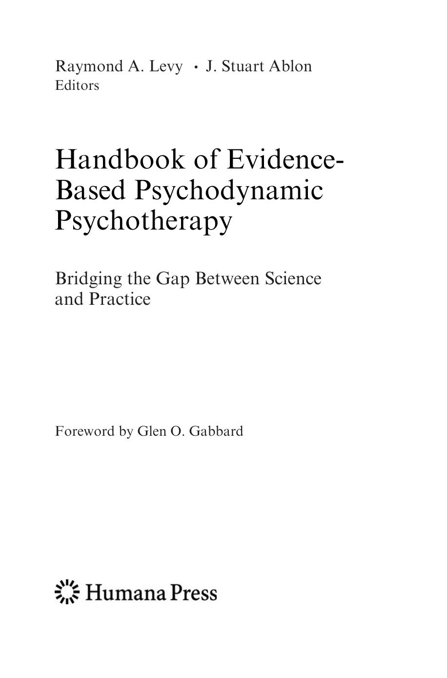 Handbook of Evidence-Based Psychodynamic by Raymond A. Levy