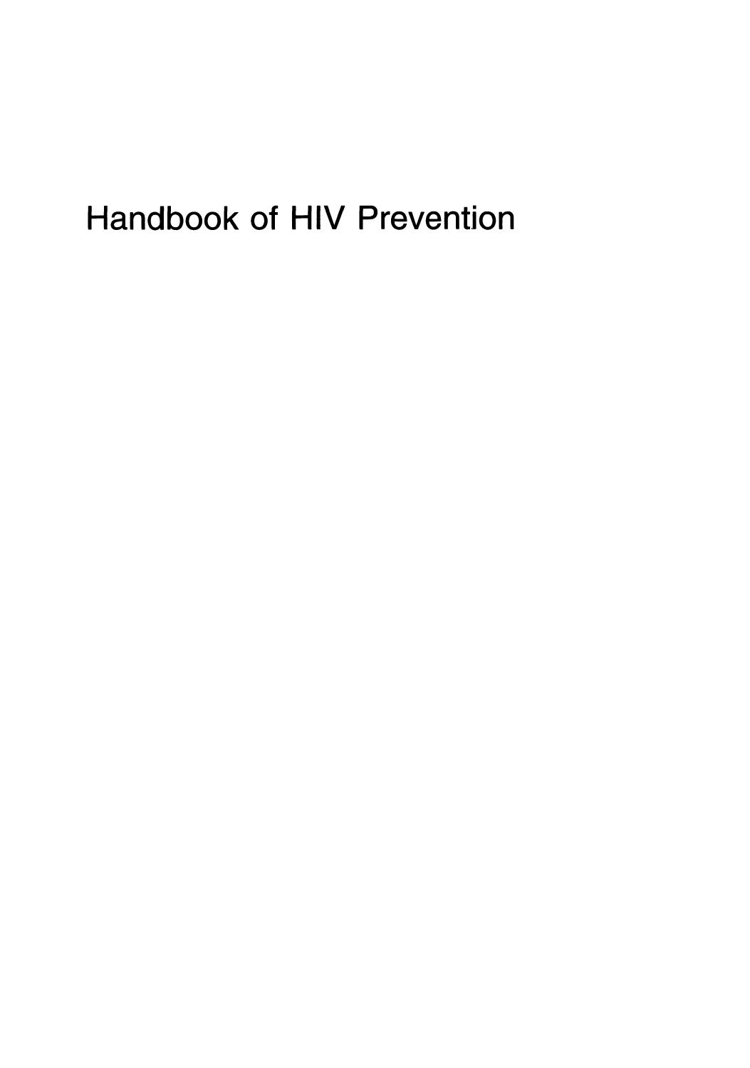 Handbook of HIV Prevention by unknow