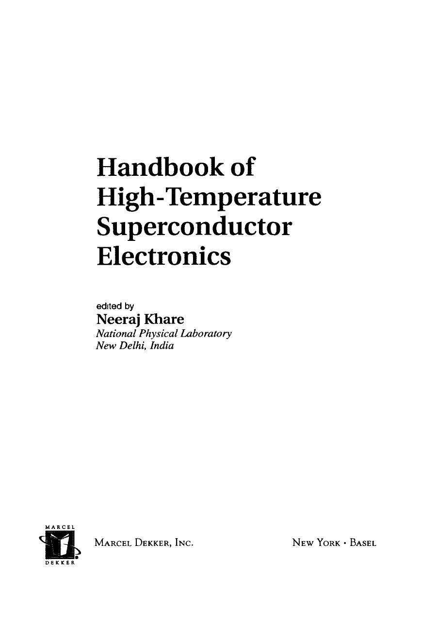 Handbook of High-Temperature Superconductor Electronics by Neeraj Khare (eds.)