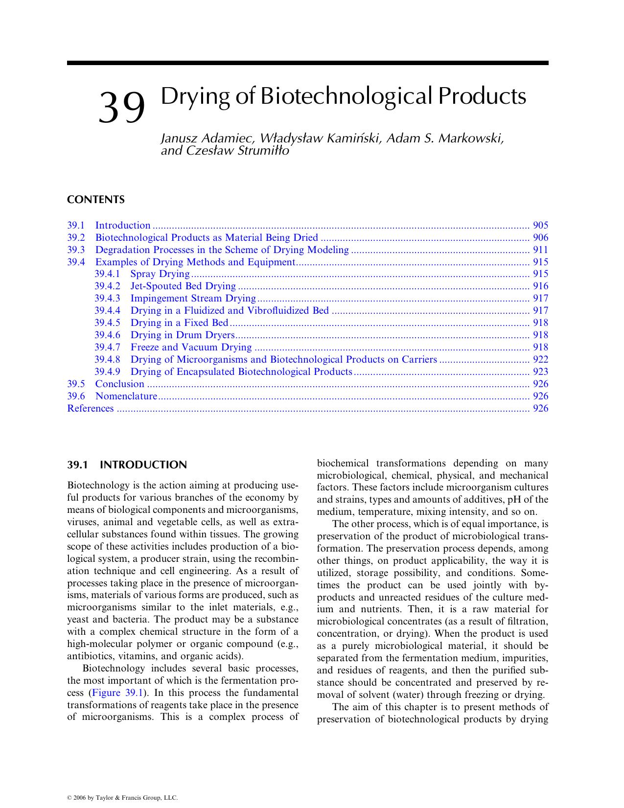 Handbook of Industrial Drying by Janusz Adamiec Władysław Kamin´ski Adam S. Markowski and Czesław Strumiłło
