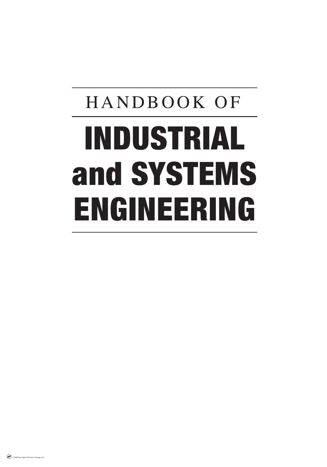 Handbook of Industrial and System Engineering by Unknown