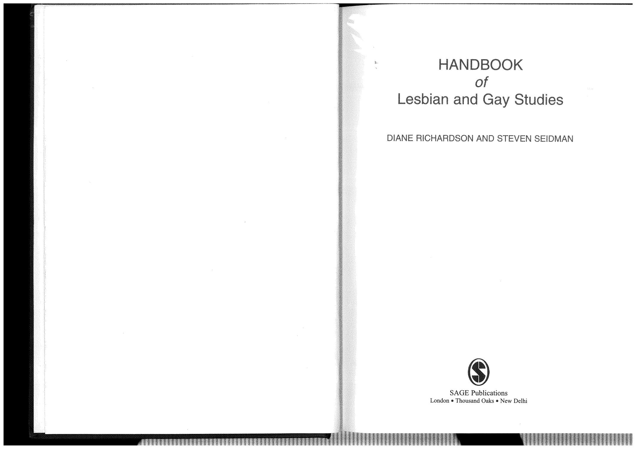 Handbook of Lesbian and Gay Studies by Diane Richardson and Steven Seidman