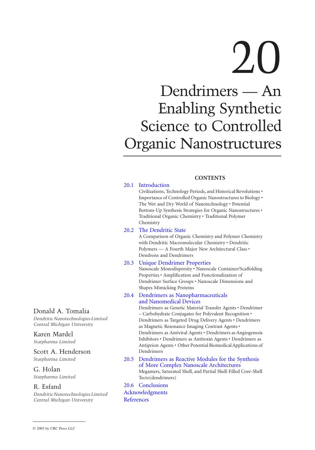 Handbook of Nanoscience, Engineering, & Technology by Donald A. Tomalia Karen Mardel Scott A. Henderson et al