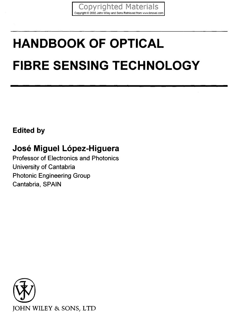 Handbook of Optical Fibre Sensing Technology by López-Higuera; José Miguel(eds.)