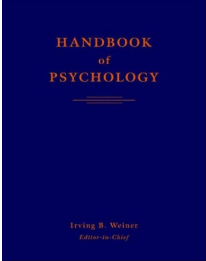 Handbook of Psychology Vol. 1: History of Psychology by Donald K. Freedheim Irving B. Weiner