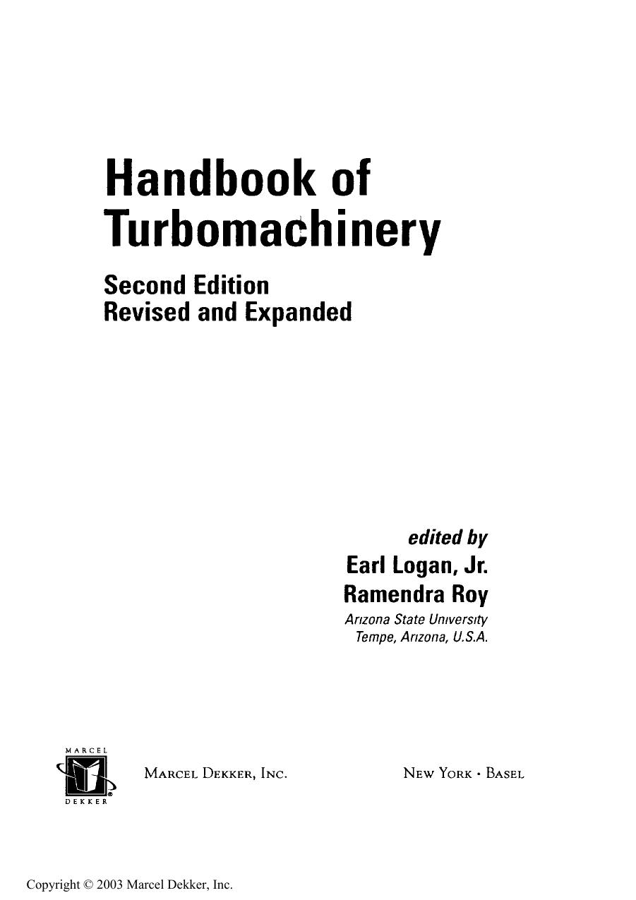 Handbook of Turbomachinery by Unknown