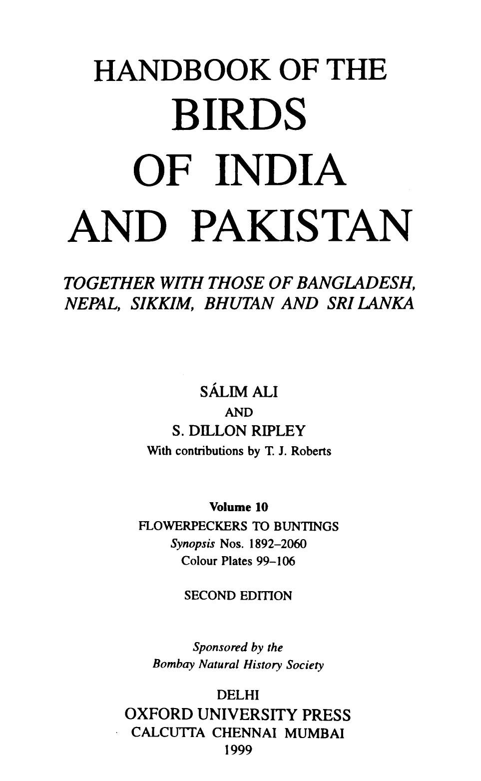 Handbook of the Birds of India and Pakistan: Stone Curlews to Owls by Salim Ali