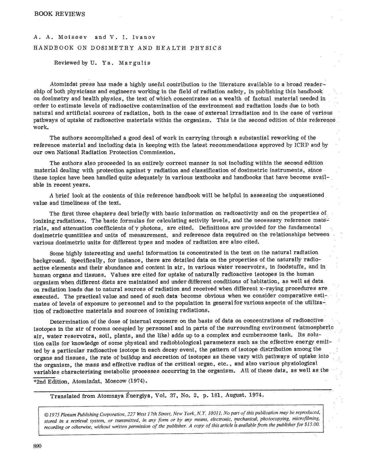 Handbook on dosimetry and health physics by Unknown