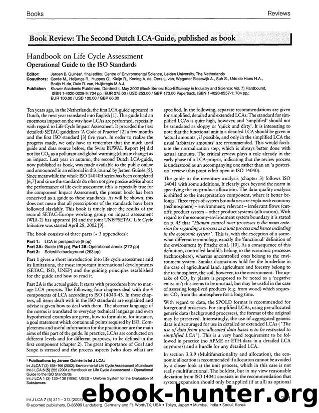 Handbook on life cycle assessment operational guide to the ISO standards by Unknown