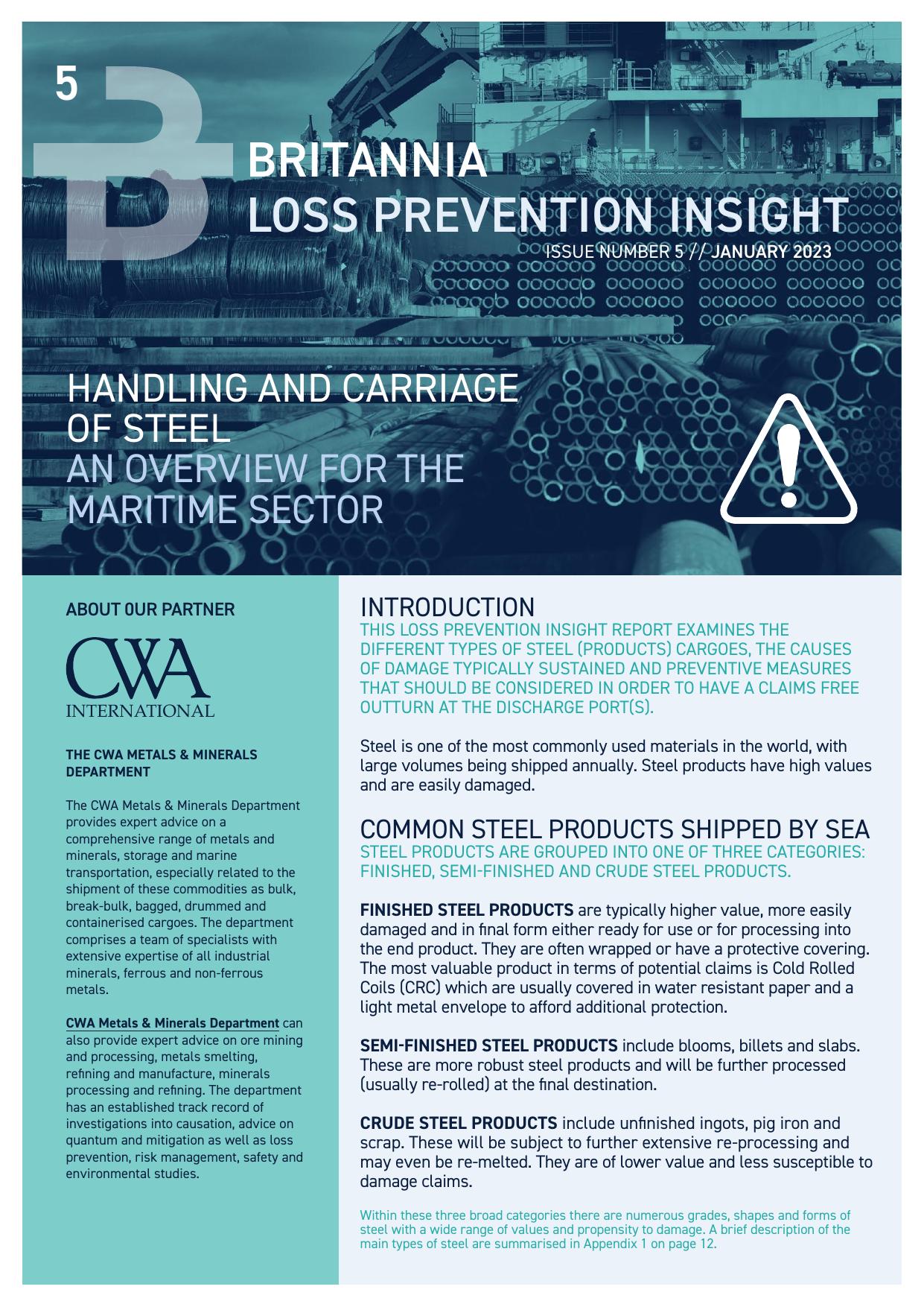Handling and Carriage of Steel - An Overview for the Maritime Sector by Britannia