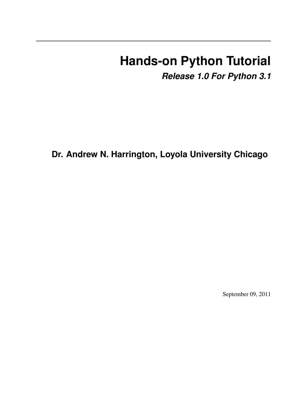 Hands-on Python Tutorial by Harrington