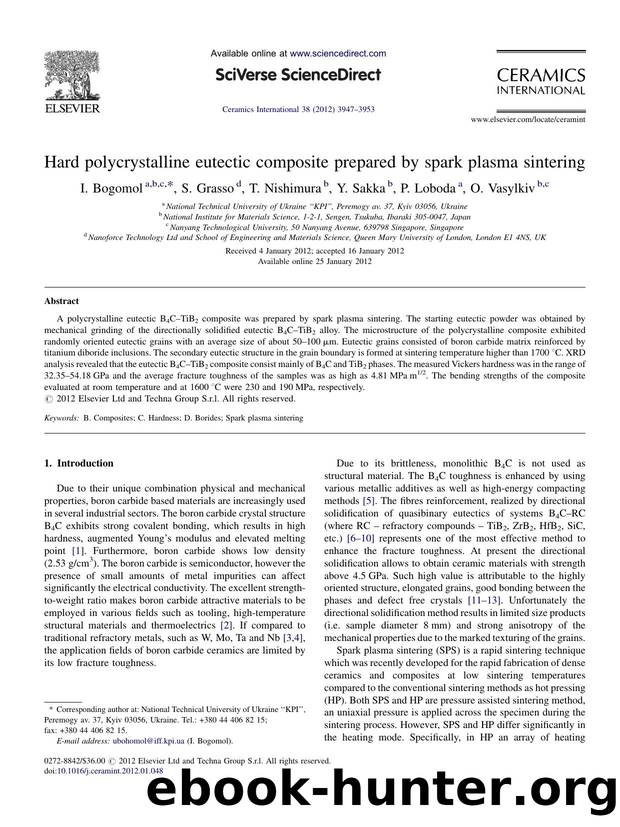 Hard polycrystalline eutectic composite prepared by spark plasma sintering by I. Bogomol