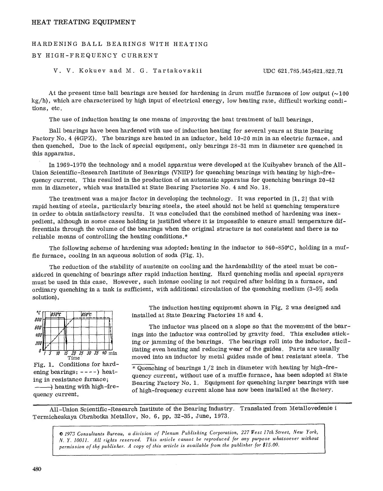 Hardening ball bearing with heating by high-frequency current by Unknown