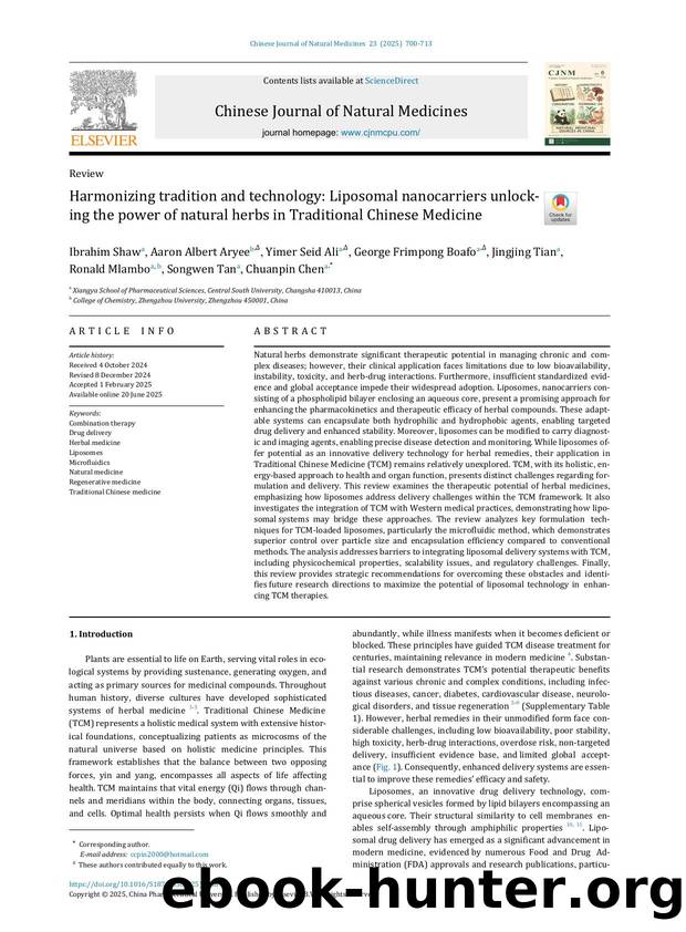 Harmonizing tradition and technology: Liposomal nanocarriers unlocking the power of natural herbs in Traditional Chinese Medicine by Ibrahim Shaw