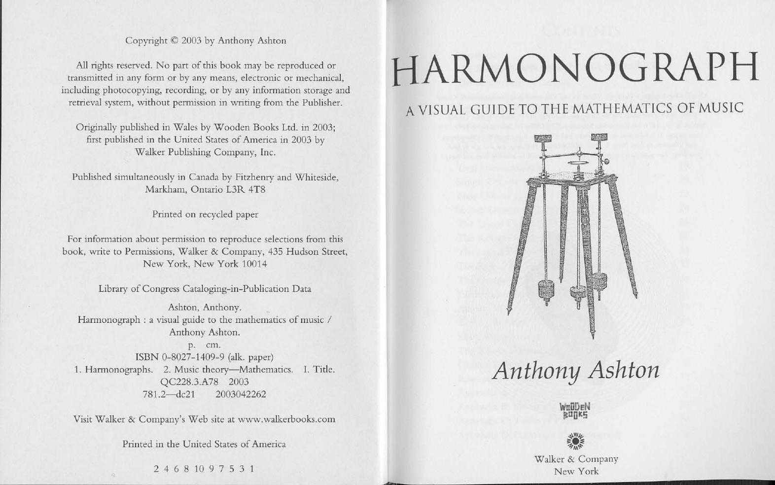 Harmonograph: A Visual Guide to the Mathematics of Music by Anthony Ashton