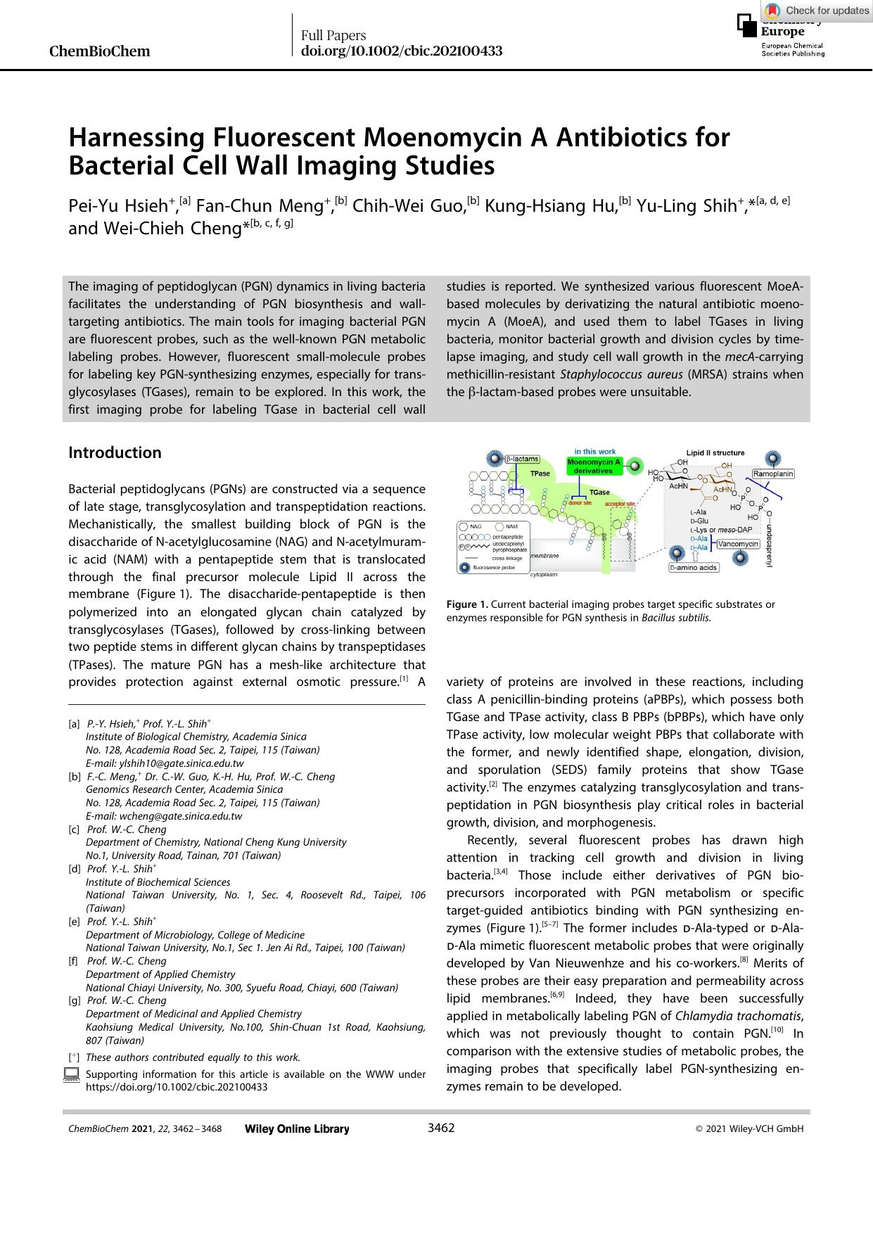 Harnessing Fluorescent Moenomycin A Antibiotics for Bacterial Cell Wall Imaging Studies by Unknown