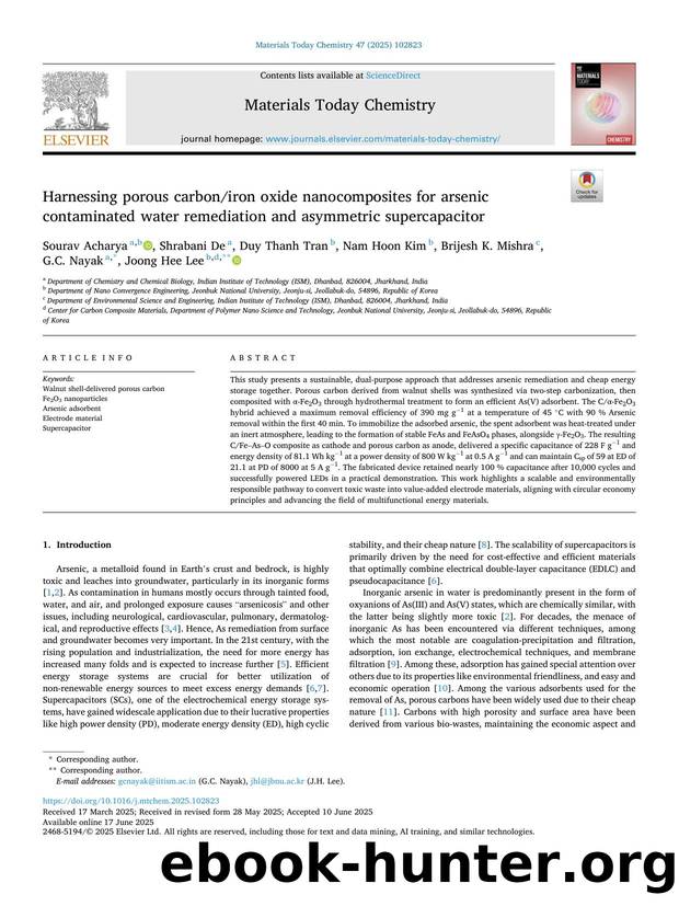 Harnessing porous carboniron oxide nanocomposites for arsenic contaminated water remediation and asymmetric supercapacitor by unknow