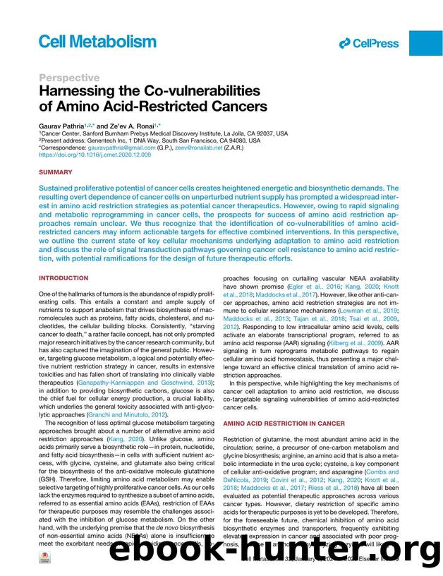 Harnessing the Co-vulnerabilities of Amino Acid-Restricted Cancers by Gaurav Pathria & Ze’ev A. Ronai